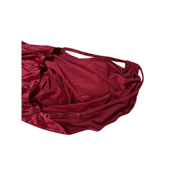 NWT OYS Size Small Red Burgundy Maroon One Shoulder Satin Ruched Bodycon Maxi - Image 5