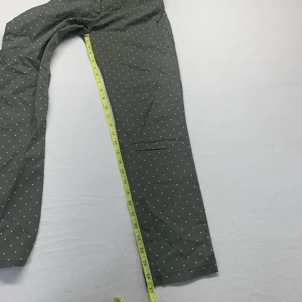 Made in Italy‎ Star Print Pants Womens XL Olive Green Straight Leg Stretch 23 - Image 5