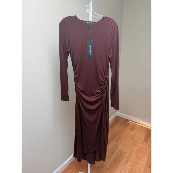 NEW Veronica Beard Theodora Midi Dress Raisin Red Size Small - Image 6