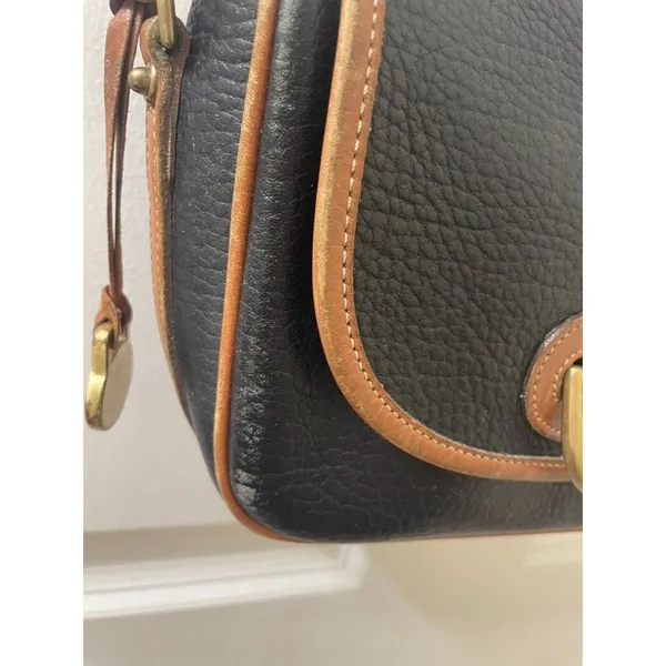 Vintage Dooney & Bourke Horseshoe Brass Bit Clutch Saddle Bag Black USA - Image 7