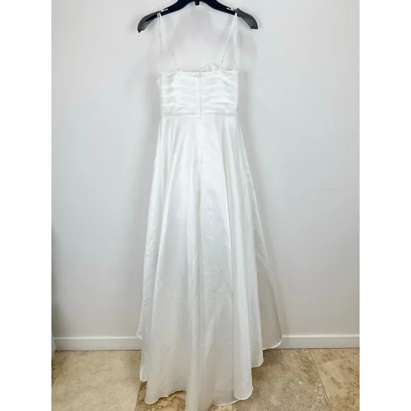 Lulus Khalida White Satin Pleated Strapless Gown Wedding Formal A Line Small NWT - Image 9