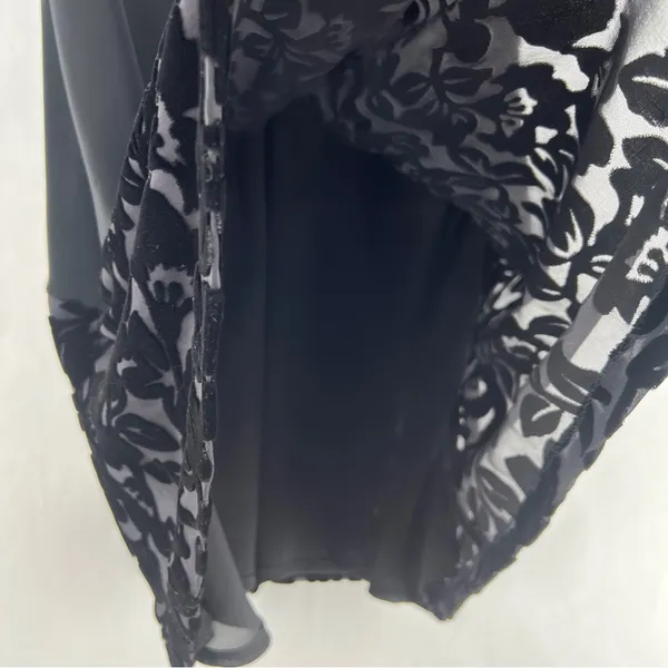 Laura Ashley Black Silk Blend Burnout Velvet‎ Hem Spaghetti Strap Maxi Dress - Image 7