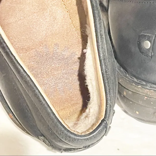 Crocs UGG Australia ANILA Slip-on Shoes Womens Sz 9 Black Leather Wool Lined‎ Braided - Image 6