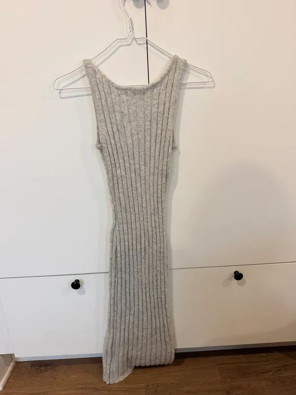 Grey Knit Midi Dress Gray Size M - Image 2