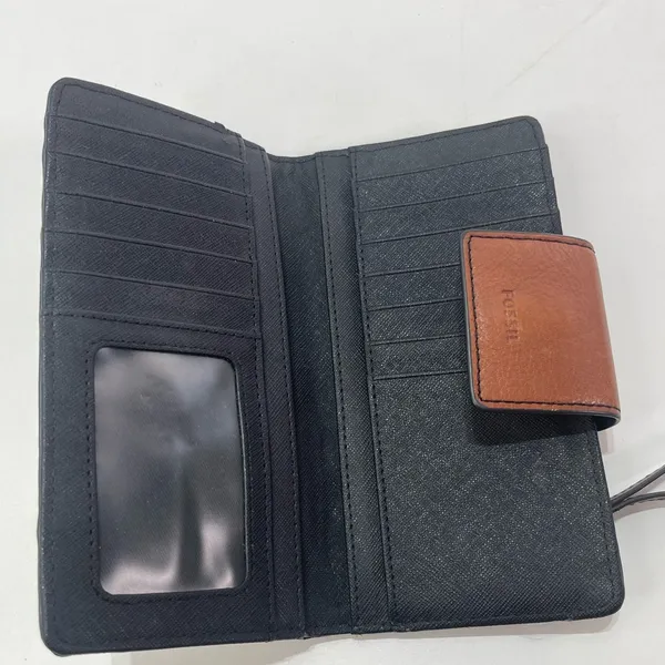 Fossil Leather Wallet Multi Color Brown Black Snap Card Holder Coin Zip Purse - Image 5