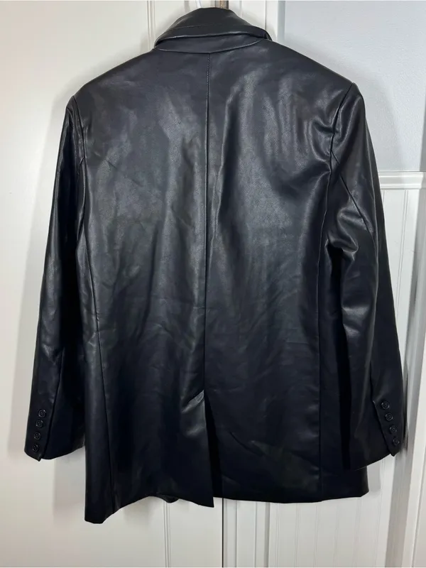 Rebecca Minkoff Vegan Leather Blazer Jacket Poetcore Oversized Black Size Medium - Image 2