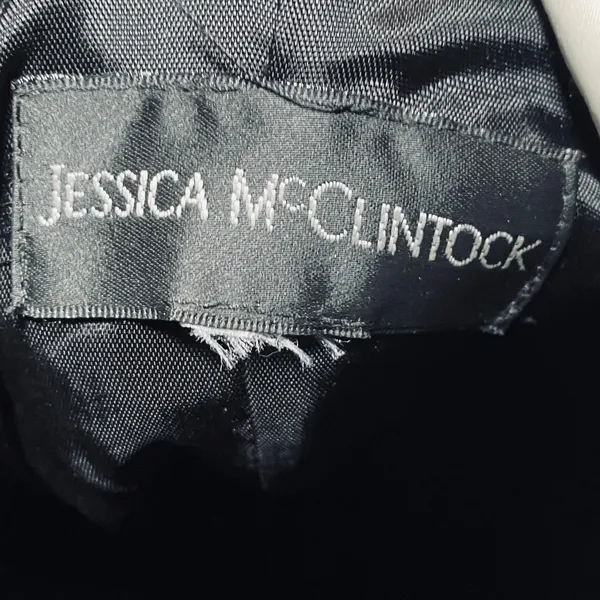 Vintage Y2k Jessica McClintock Satin Cocktail Dress Strapless Fit & Flare Black - Image 12