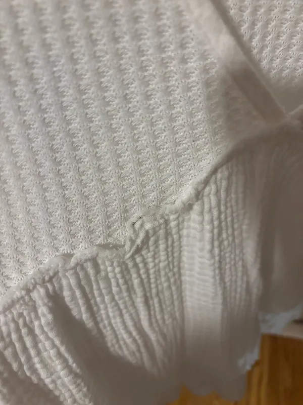 White Waffle Babydoll Blouse - Image 5