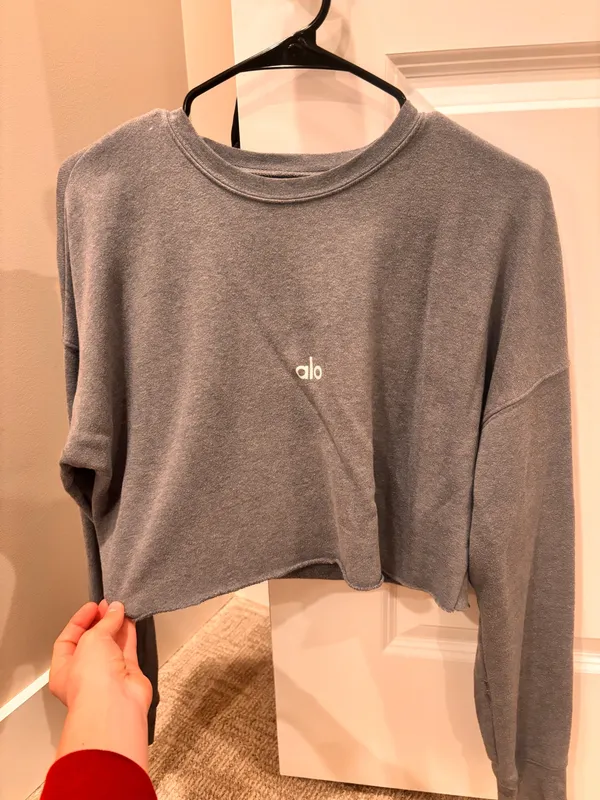 Alo Grey Cropped Yoga Sweatshirt - Image 2