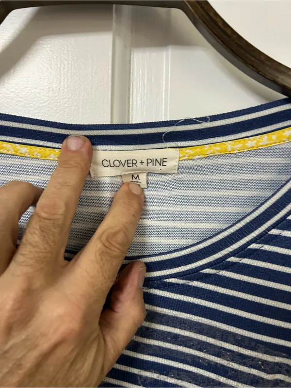 Vintage Coastal Stripe Crewneck Top with Embroidered Colorful Beach Chair - Image 3