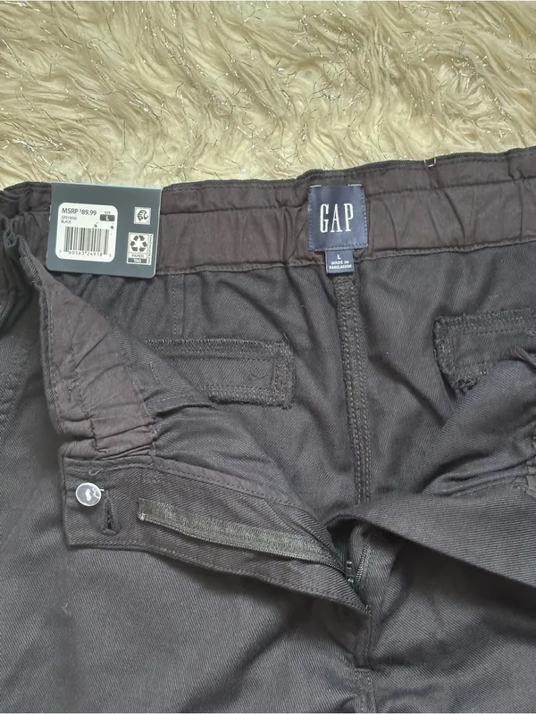 GAP Black Women’s Straight-Leg Twill Elasticized Pant Size L - Image 10