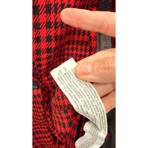 Zara Women Blazer Romper Small Red Black Houndstooth Long Sleeve Button Front - Image 8