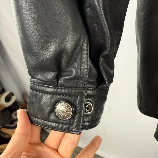Vintage‎ Wilson Leather Full Zip Drawstring Waist Jacket in Black Size Large - Image 6