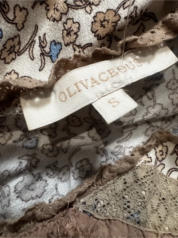 Olivaceous Beige and Blue Floral Prairie Costume Dress - Image 4