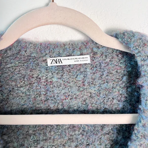 Zara Women’s Blue‎ Wool Blend Cardigan L–XL Soft Cozy Lightweight Button Sweater - Image 8