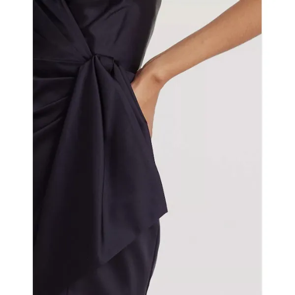 Lauren Ralph Lauren Navy Blue One Shoulder Fitted Cocktail Dress Size 16‎ - Image 3