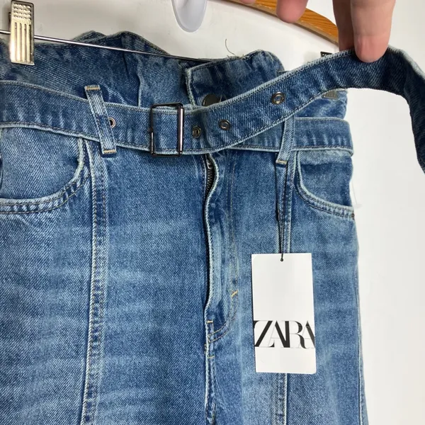 Zara the pleated jean in medium blue trendy women's size 2 new‎ with tags modern - Image 3