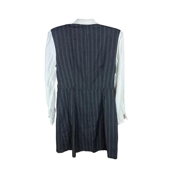 Scarlett Vintage 90s Pinstripe Layered Look Mini Dress Black White Size 9/10 - Image 9