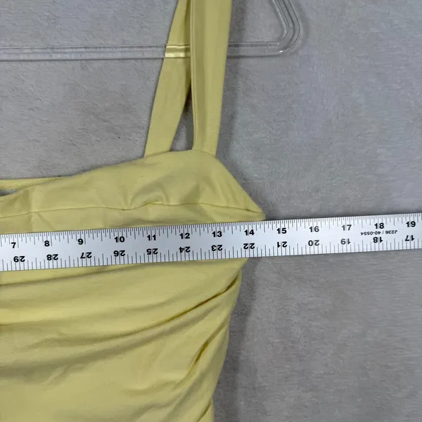 Reformation Yellow Ruched Sleeveless Square Neck Crop Top Tank Medium M - Image 7