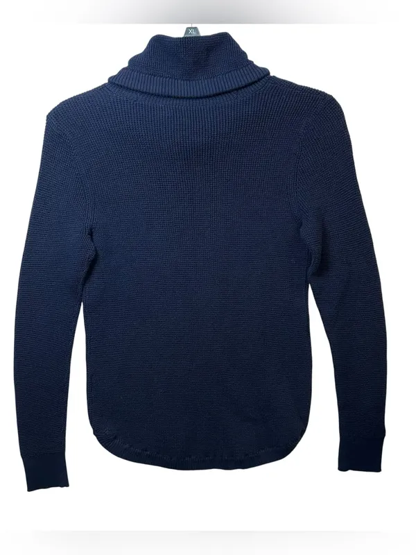 Lauren Ralph Lauren Women’s Small Navy Waffle Knit Cowl Neck Cotton Sweater - Image 3