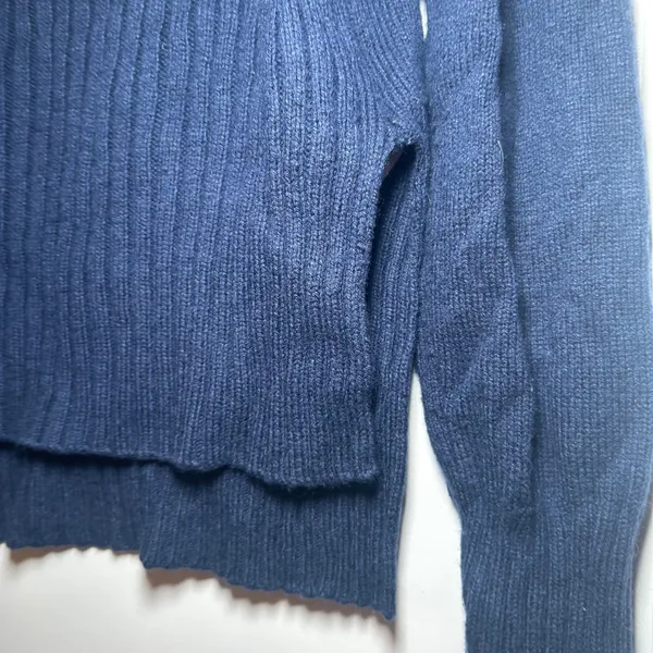 Daily Ritual Navy Blue Ribbed Lambswool Cashmere Blend Step Hem Sweater Womens M - Image 5