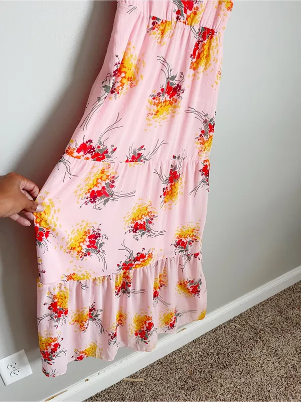J. CREW | Pastel Pink Floral Spaghetti-Strap Maxi Dress Sz 00 - Image 7