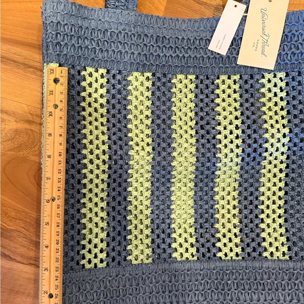 Universal Threads woven blue & green‎ open tote bag boho festival NWT - Image 2
