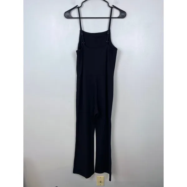 Leith Black Sleeveless Jumpsuit Square‎ Neck Wide Leg Spaghetti Straps Medium - Image 7