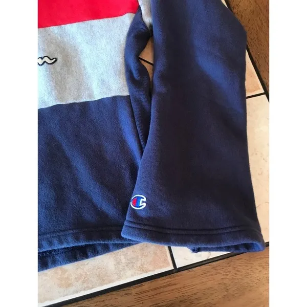 Champion Women's Reverse‎ Weave Colorblock Hoodie Red Gray Navy Size Medium y2k - Image 5