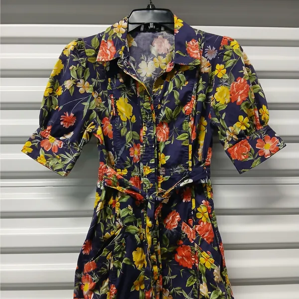 Marissa Webb Women's Dress Size 2 Floral Puff Sleeve Button Front Cottage - Image 4