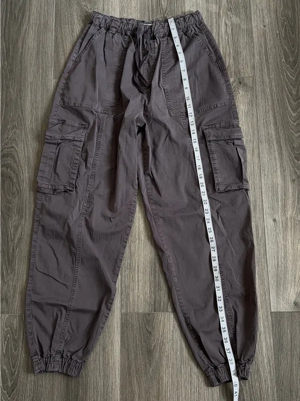 Garage Grey Cargo Drawstring Jogger Pants Size Small Indie Casual Utility - Image 9