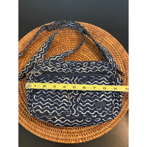 Lug Carousel Convertible Crossbody Belt‎ Bag Navy Wavy Quilted Travel Purse - Image 4