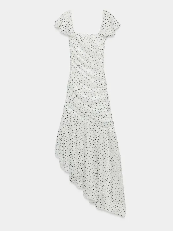 ZARA Square-Neck White Polka Dot Midi Dress - Image 8