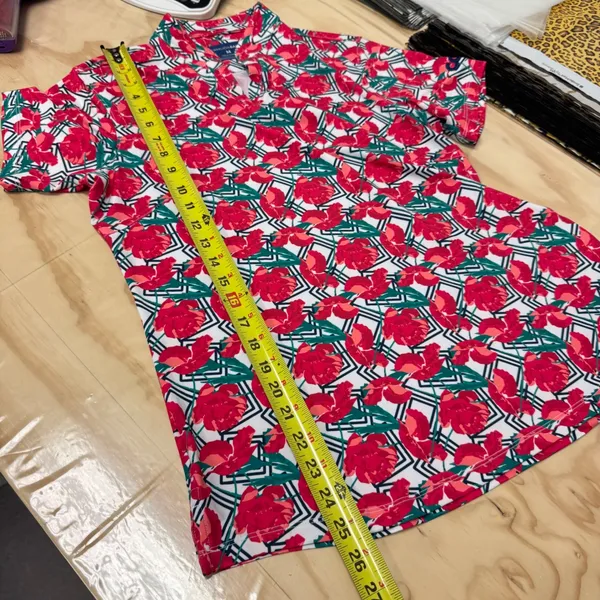 Bermuda Sands Women's Red‎ Floral Performance Golf Polo Shirt UPF 50 Wick Away M - Image 11