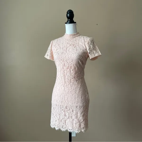 FOREVER 21 | Pink Lace Open Back Bodycon Dress Sz S - Image 5