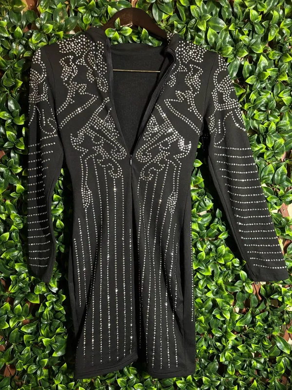 Rhinestone Boutique Dress Size Medium Black - Image 3