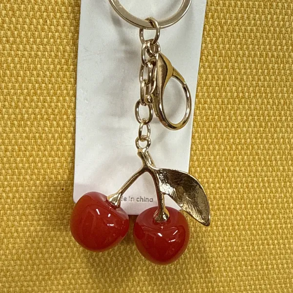 Mint-Cherry Keychain Charm Red Gold Tone w/ Gold Tone Leaf NWT Purse Bag Charm‎ - Image 6