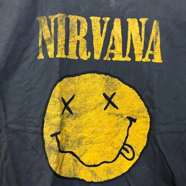 Nirvana Nevermind Dead Eye Smiley Grunge Acid Wash Tee XL - Image 2