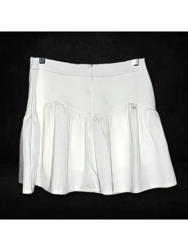 Princess Polly Tennis Mini Skirt Flouncy Hemline Back Zip Cotton White Women’s 6 - Image 2