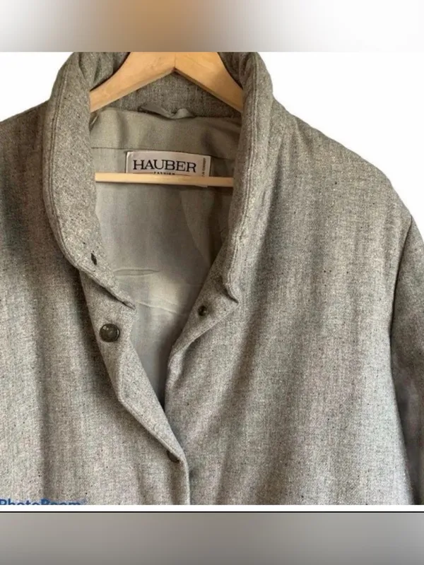 Hauber Wool/Angora Blend Coat Large Gray - Image 2