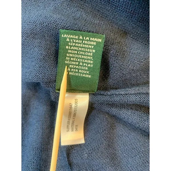 Lauren Ralph Lauren Knit Top‎ Womens Medium Handkerchief Hem Blue Classic Preppy - Image 7