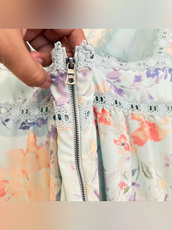 Alice + Olivia Karolina Crochet Floral Blue dress - Image 14