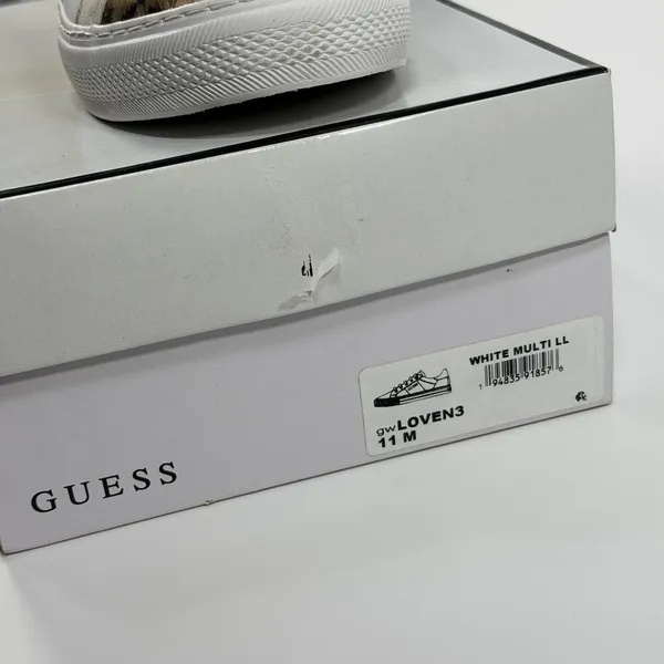 GUESS Size-11M Loven 3 Low Profile Sneaker White Ocean Leopard - Image 2