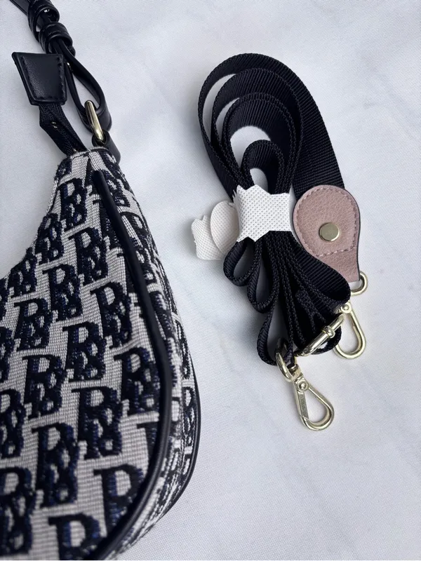 ZAR & RUILR Monogram Shoulder Bag With Crossbody Strap NWT Canvas Black White - Image 3