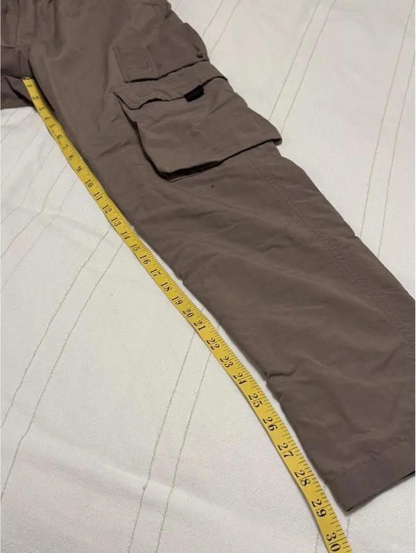 Urban Outfitters BDG Nylon Cargo Pants Women's S Taupe Elastic‎ Waist Wide Leg - Image 8