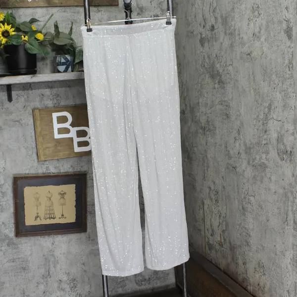 NWT Wild Fable Womens Mid-Rise Wide Leg Holiday Sequin Pants 91904443 Gray M - Image 3