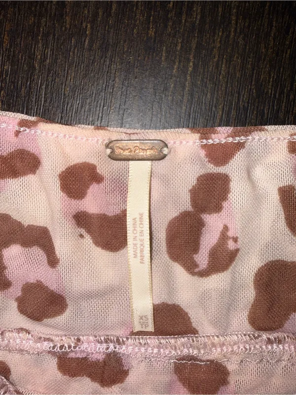 Free People Pink Leopard-Print Smocked Crop Top - Image 7