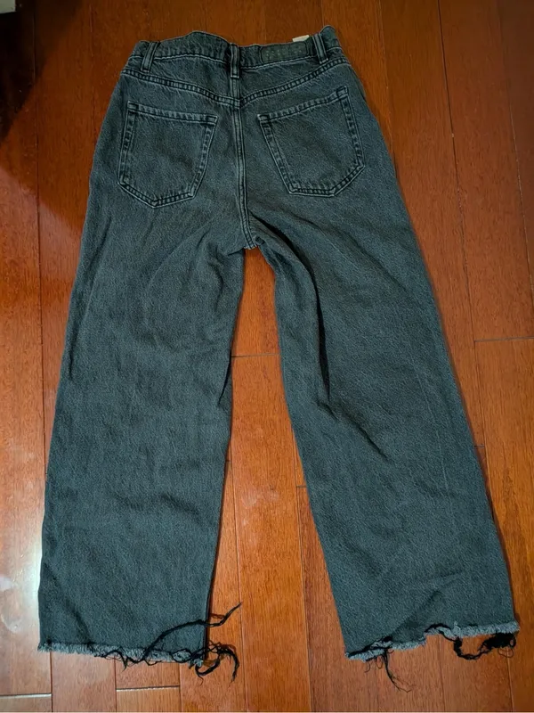 PacSun Nora Wide Leg Black Frayed Hem Jeans Size 25 - Image 2