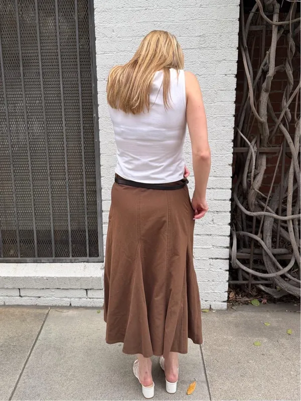 Free People Western Dressbarn brown pleated circle midi skirt with belt Size 12 #boho #y2k #cottagecore - Image 4