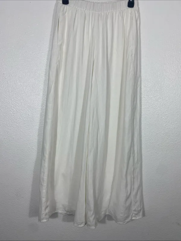 Show Me Your MuMu White Wide-Leg Linen-Blend Pants 100% Rayon Size XS - Image 4